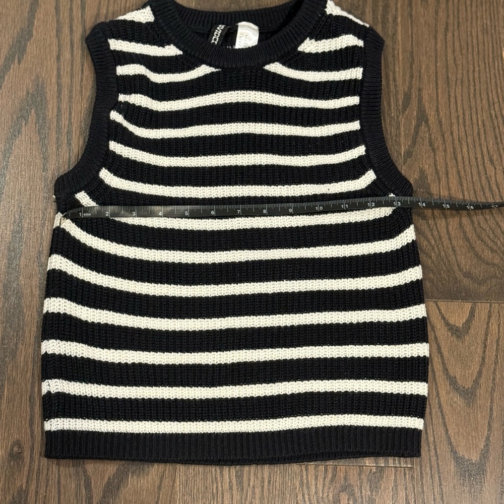 H&M Black and White Striped Knit Tank Top